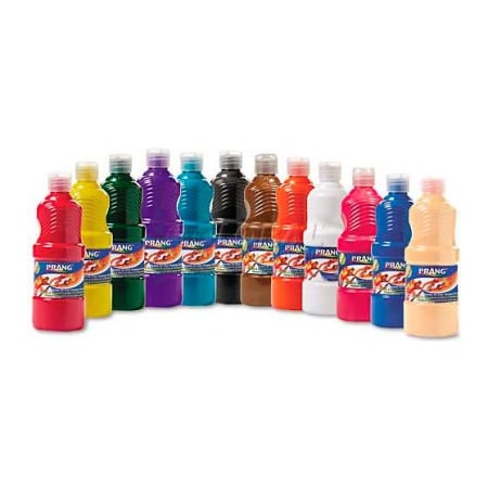 Dixon Ticonderoga Prang 21696 Ready-to-Use Tempera Paint, 12 Assorted Colors, 16 oz, 12/Pack 21696